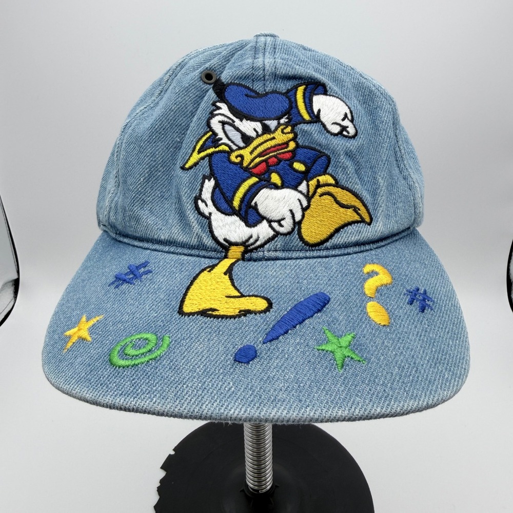 Vintage Disney Donald Duck Denim Hat Goofy's Hat Co Adjustable Strapback Blue